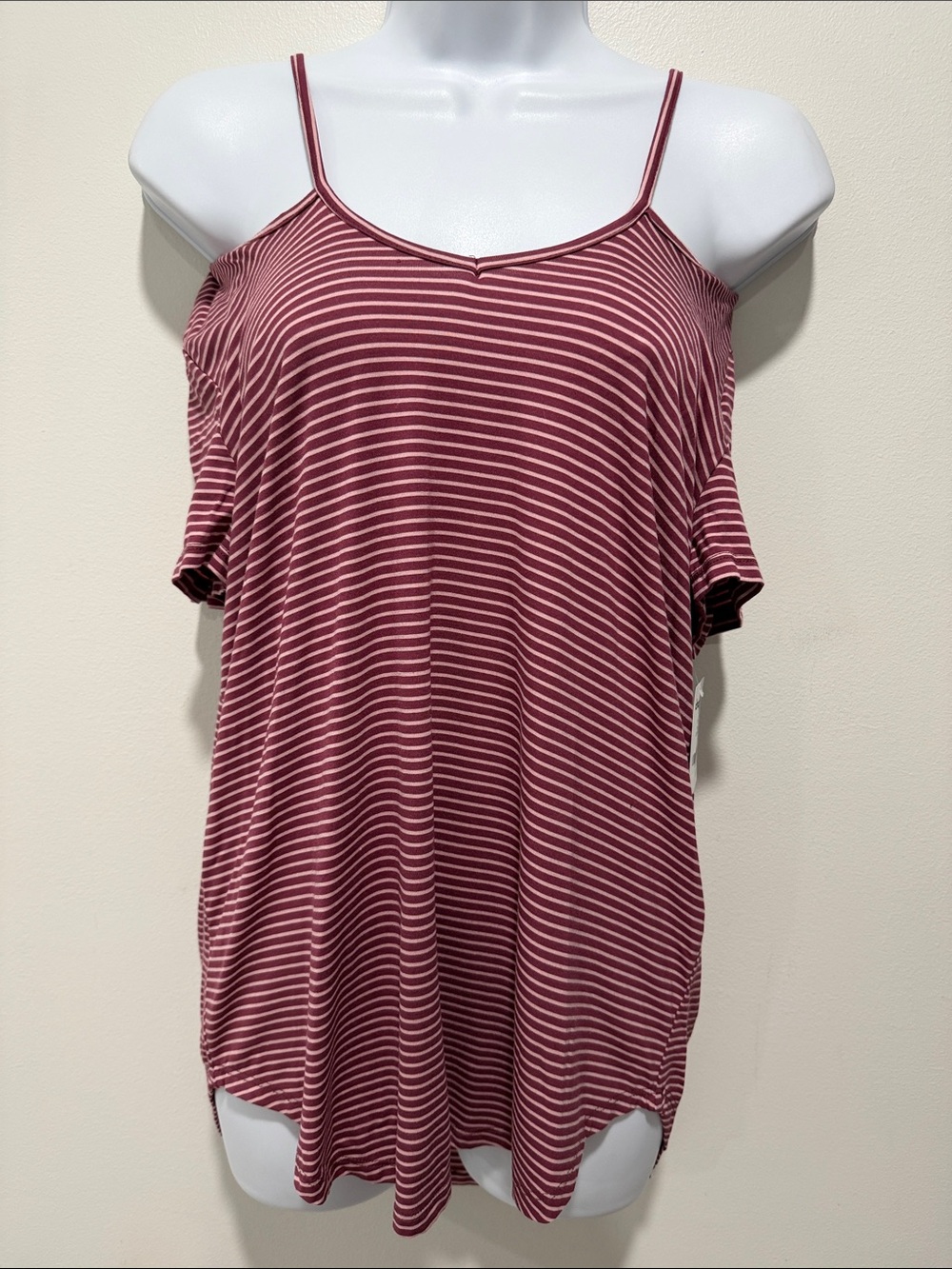 Striped Cold-Shoulder Top - Rose